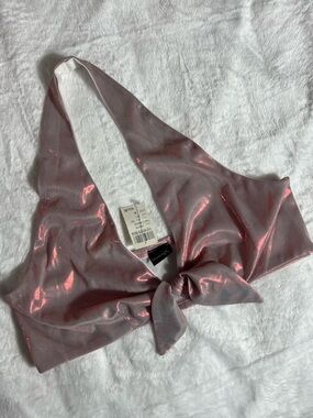Deadstock 90s Formula X Metallic Pink Halter Crop Top